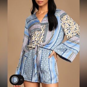 Blue Scarf Print Top